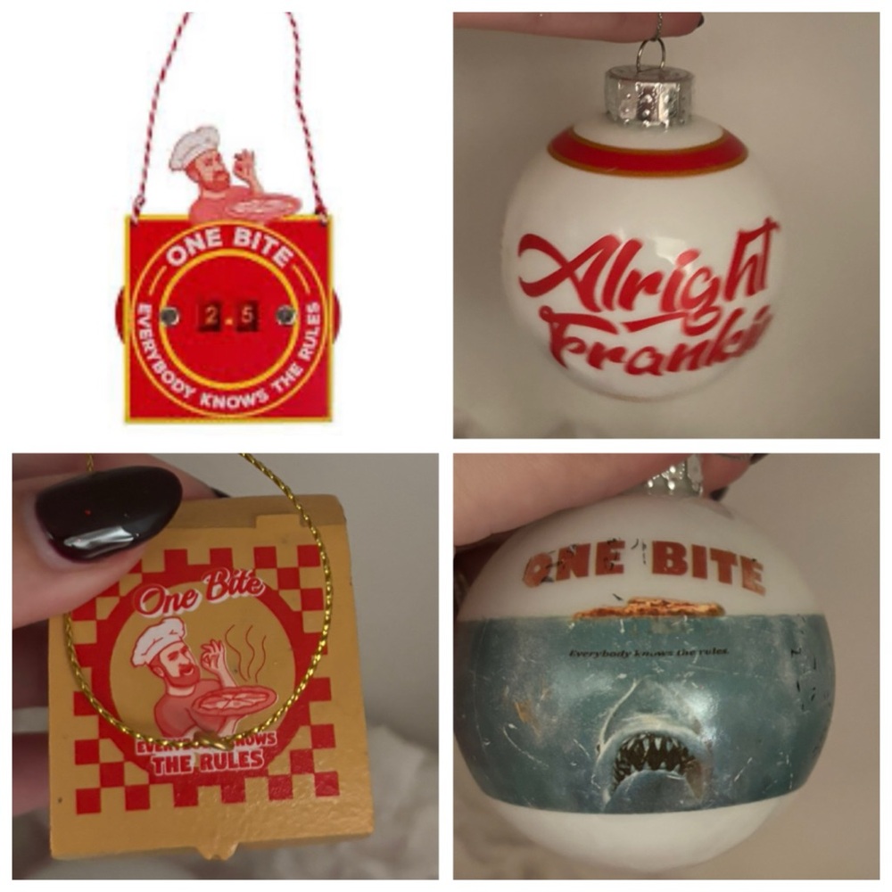 Barstool Sports One Bite Pizza Christmas Ornaments x4